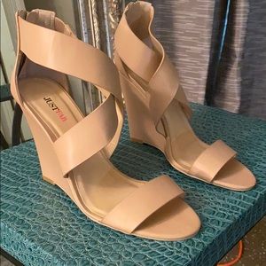 JustFab nude wedges size 10...NEVER WORN!